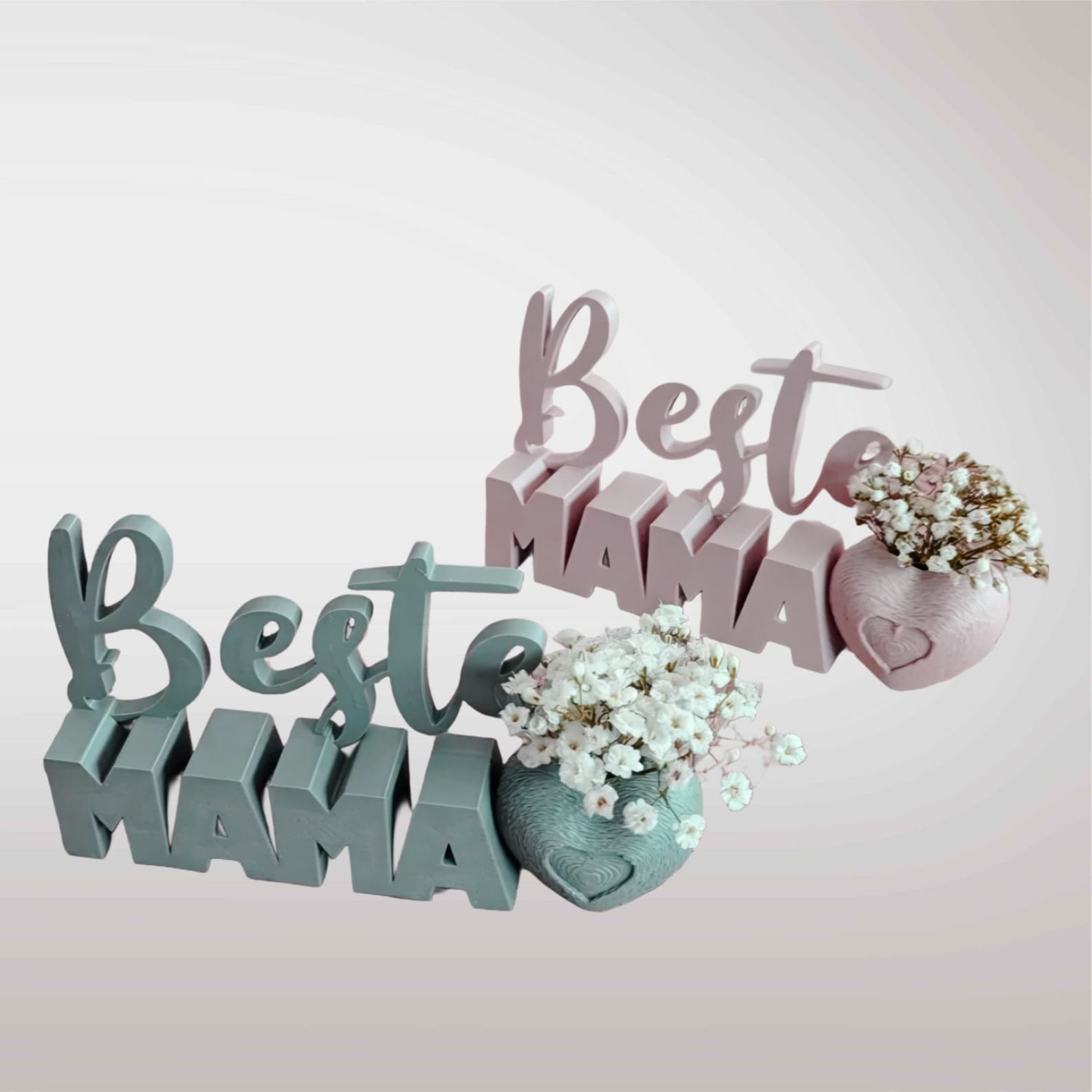Aufsteller "Beste Mama" mit Blumenvase und Herz